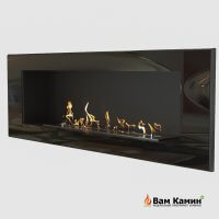 Прямоугольный очаг с отделкой из стекла стемалита на заказ
