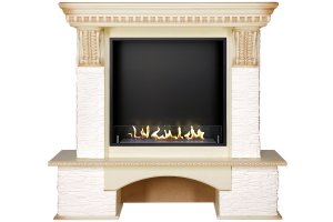 Биокамин в портале Firezo Pierre luxe Сланец белый Слоновая кость с патиной, стандарт