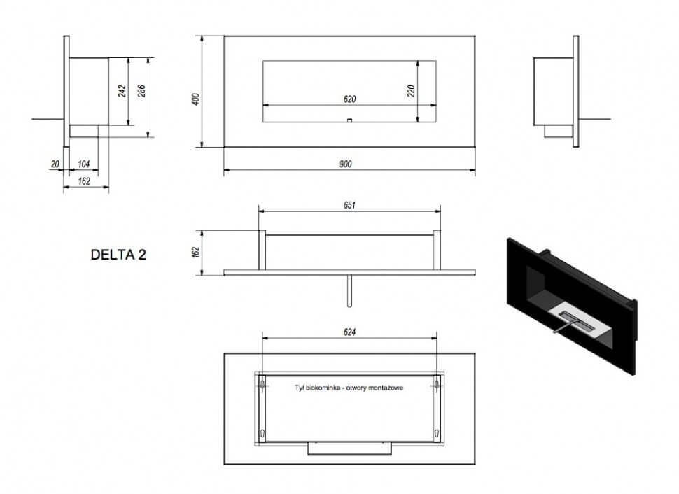 Биокамин Kratki DELTA 2 HORIZONTAL